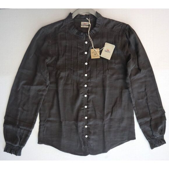 FAHERTY WTC0001 Women's Sz S Faded Black Willa Button Front Peasant Blouse - Picture 12 of 16